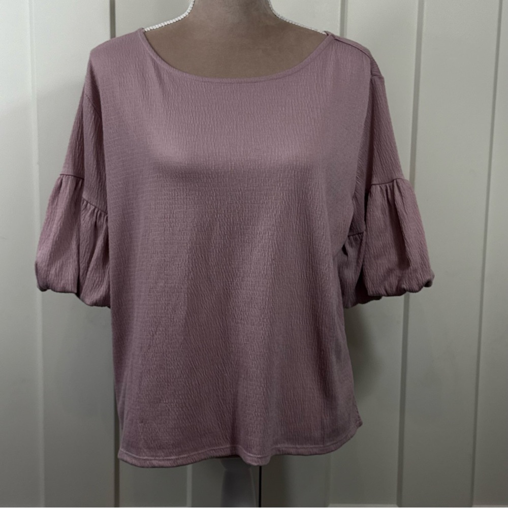 Womens Blush Pink Short Bishop Puff‎ Sleeve Cropped Top Pullover Fairy Coquette